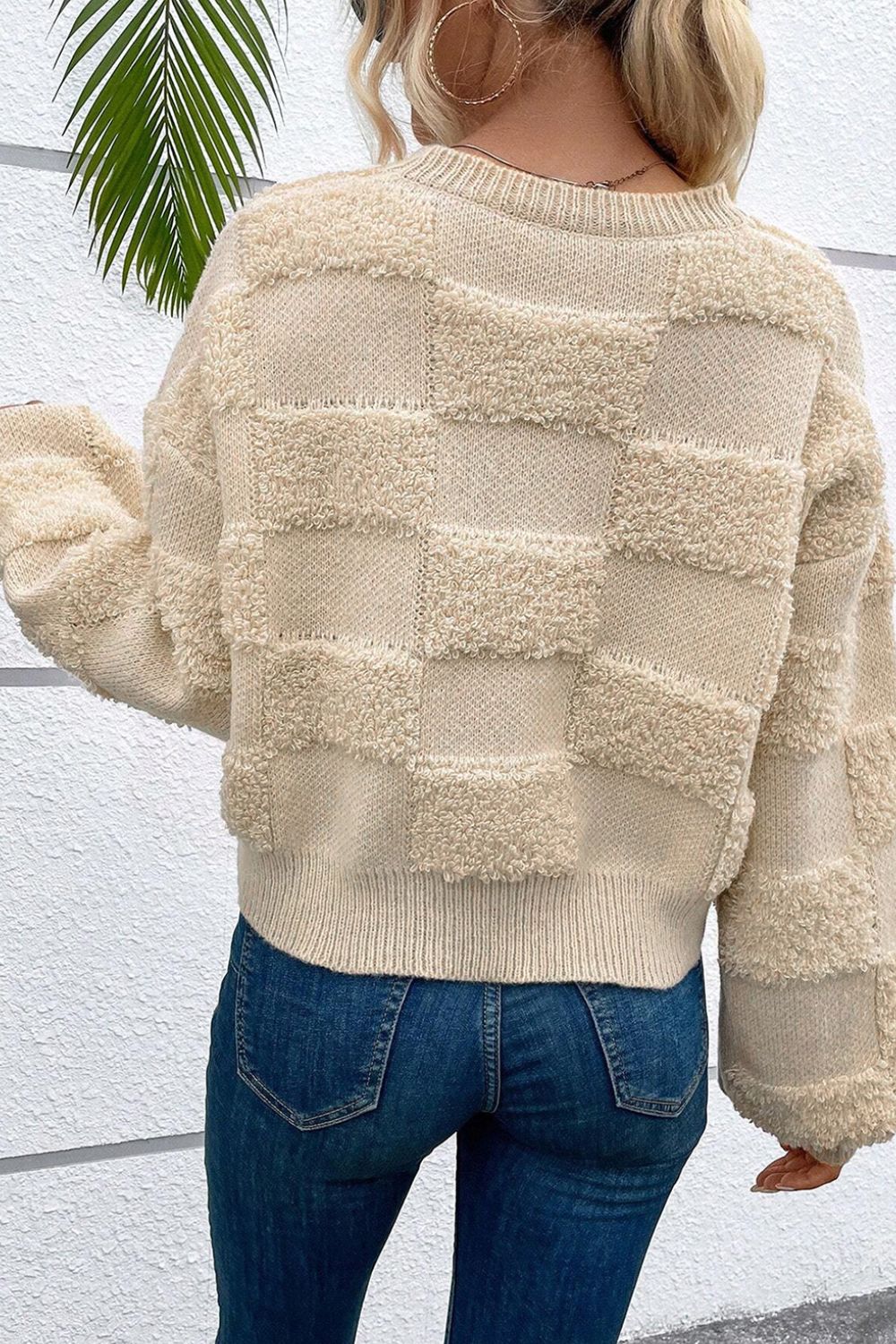 Checkered Crew Neck Sweater