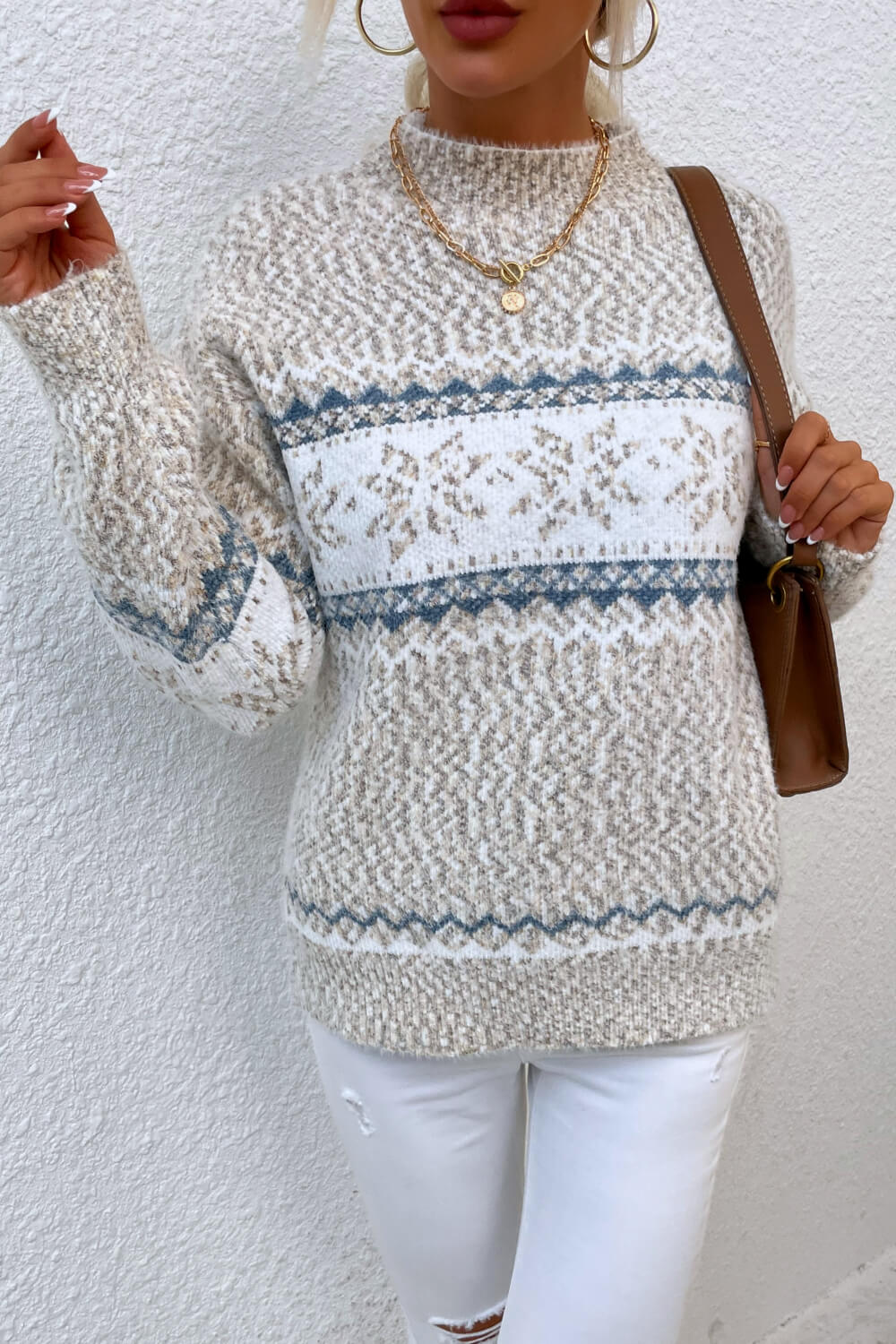 Snowflake Mock Neck Sweater