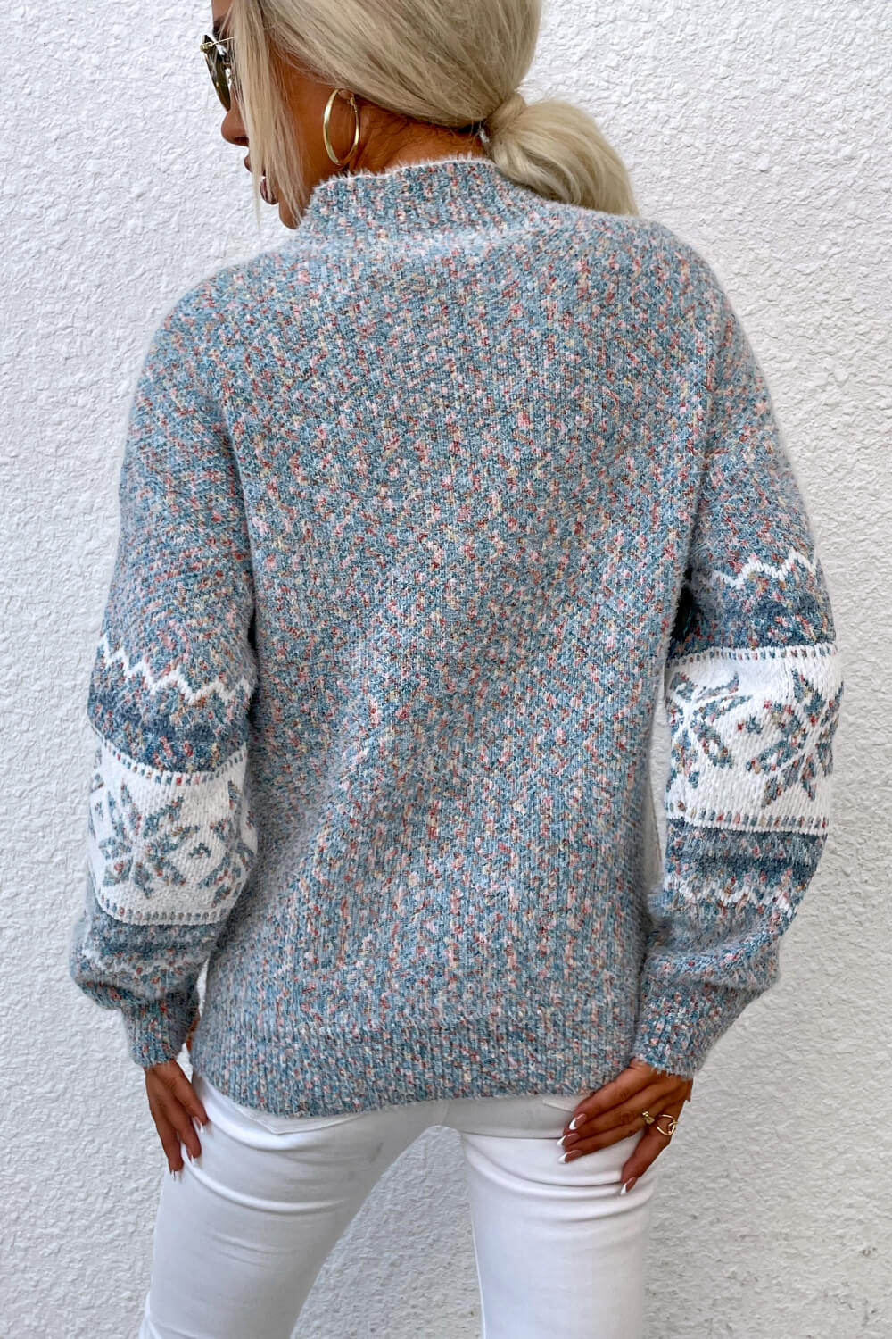 Snowflake Mock Neck Sweater