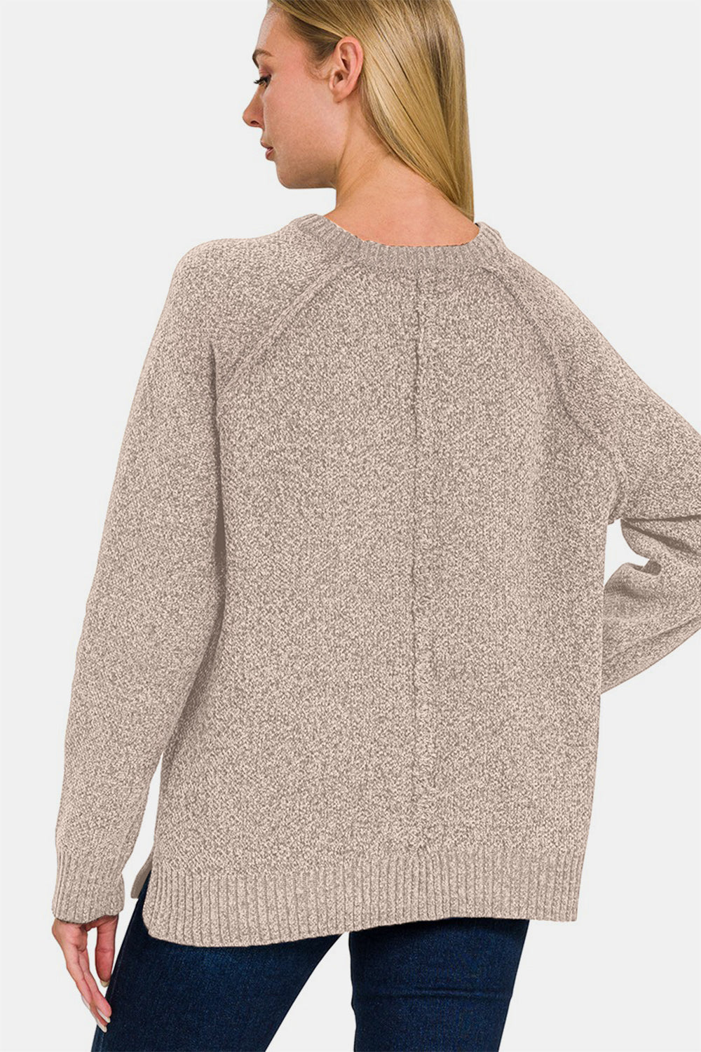 Side Slit Raglan Sleeve Sweater - Burgeon Bizz