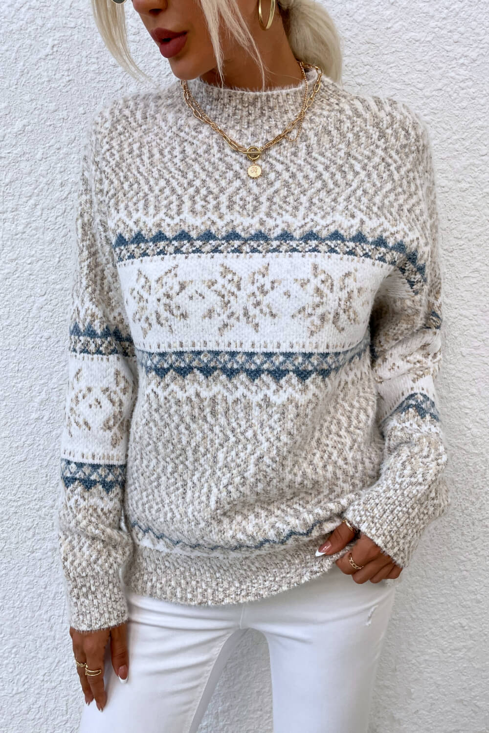 Snowflake Mock Neck Sweater