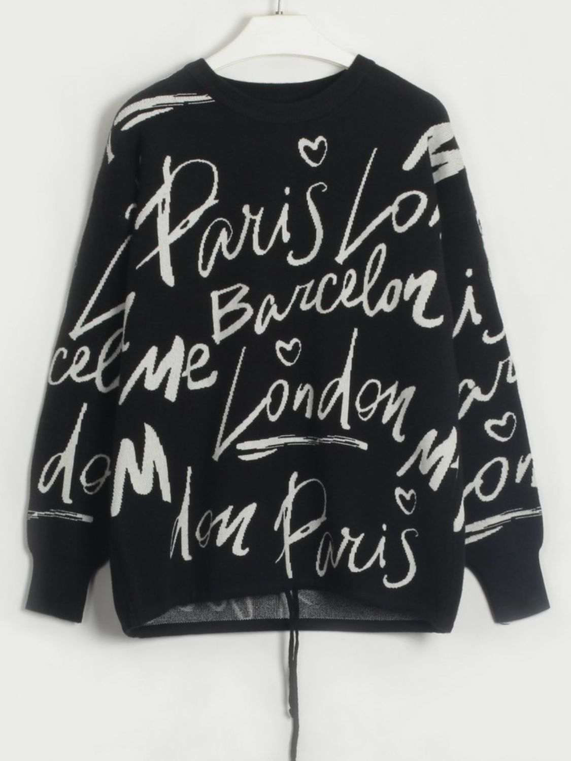 Drawstring Hem Drop Shoulder Pullover