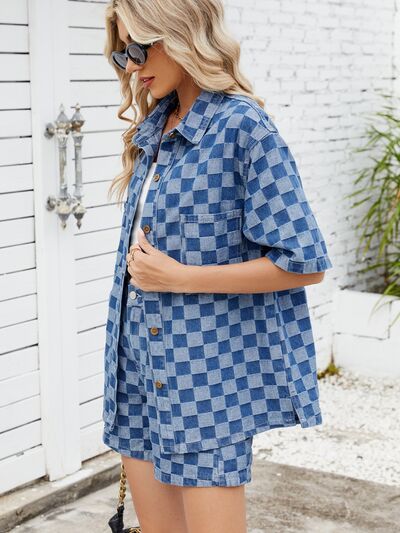 Checkered Shirt and Shorts Set