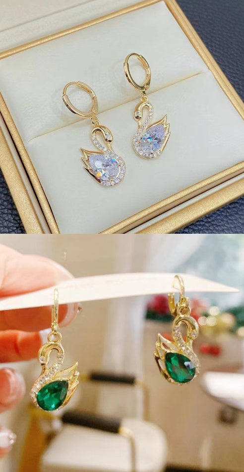 Sweet Rhinestone Swan Earrings Ins Fashion Earrings For Women Jewelry - Burgeon Bizz