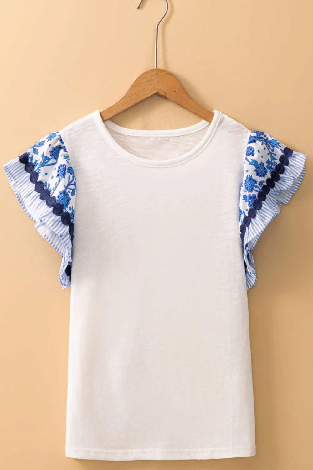Printed Ruffled Sleeve Top