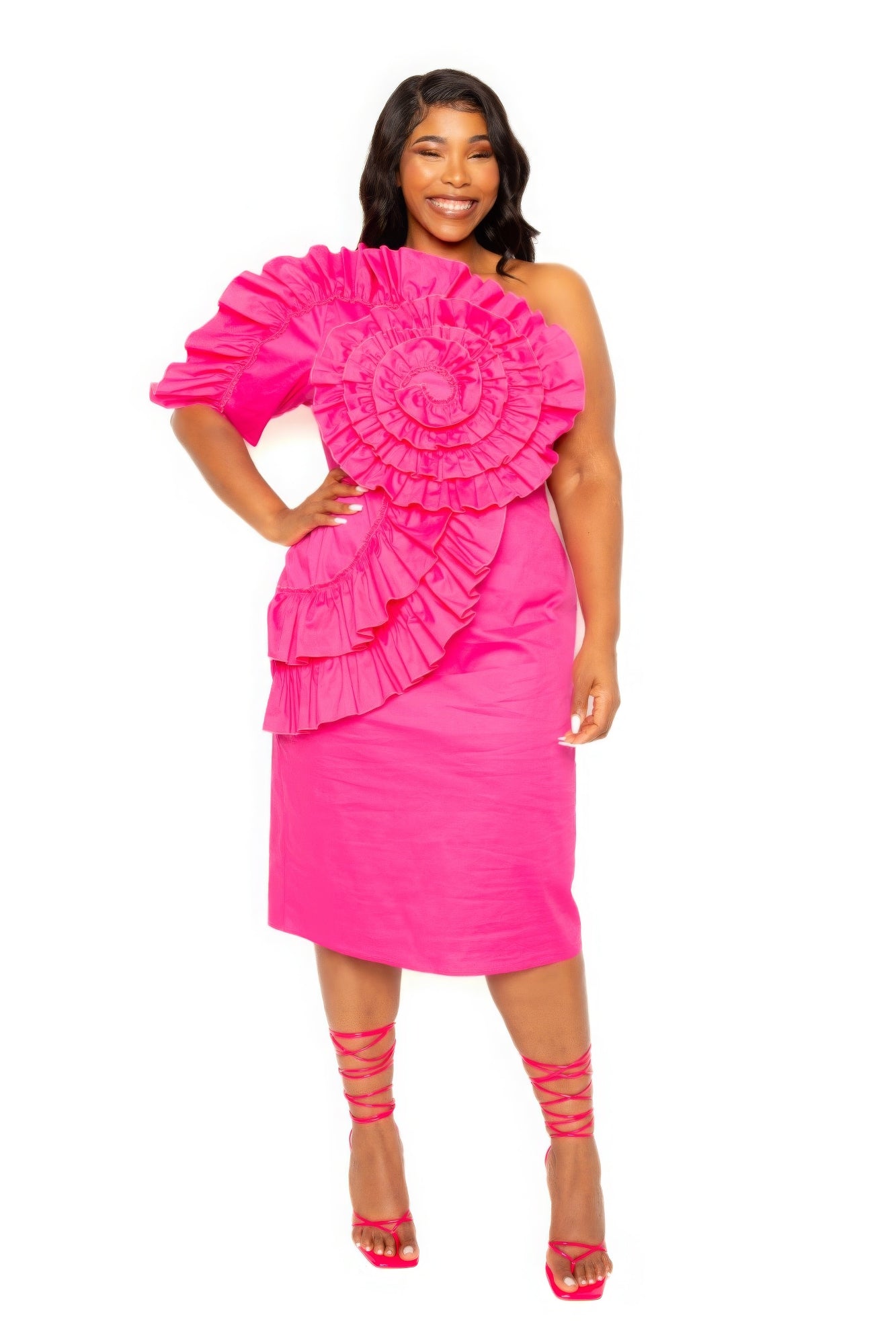 One Shoulder Midi Dress