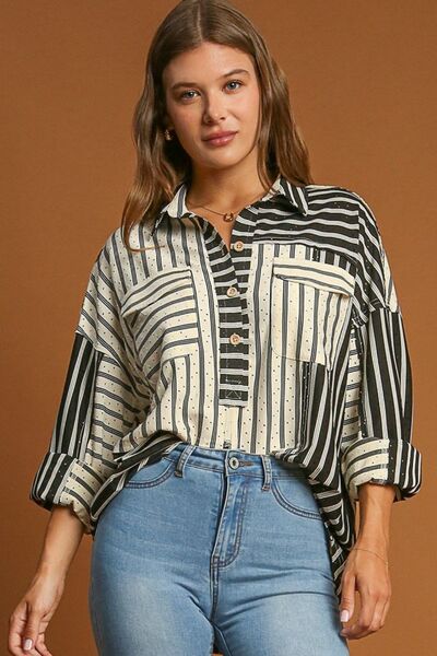 Pointelle Collared Top