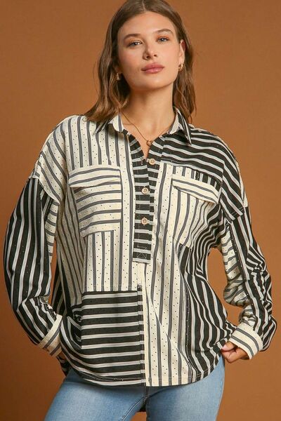 Pointelle Collared Top