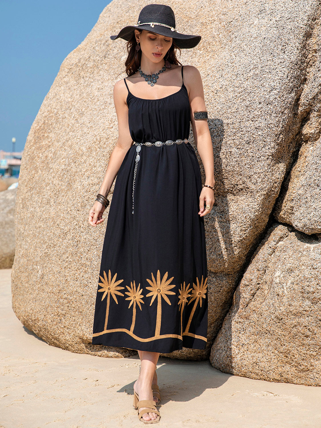 Scoop Neck Midi Cami Dress