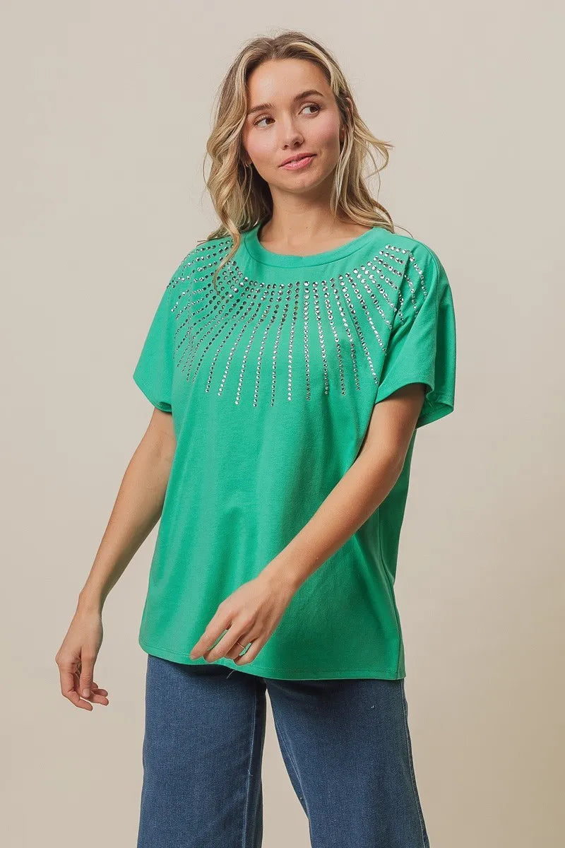 Beaded Short Sleeve Top