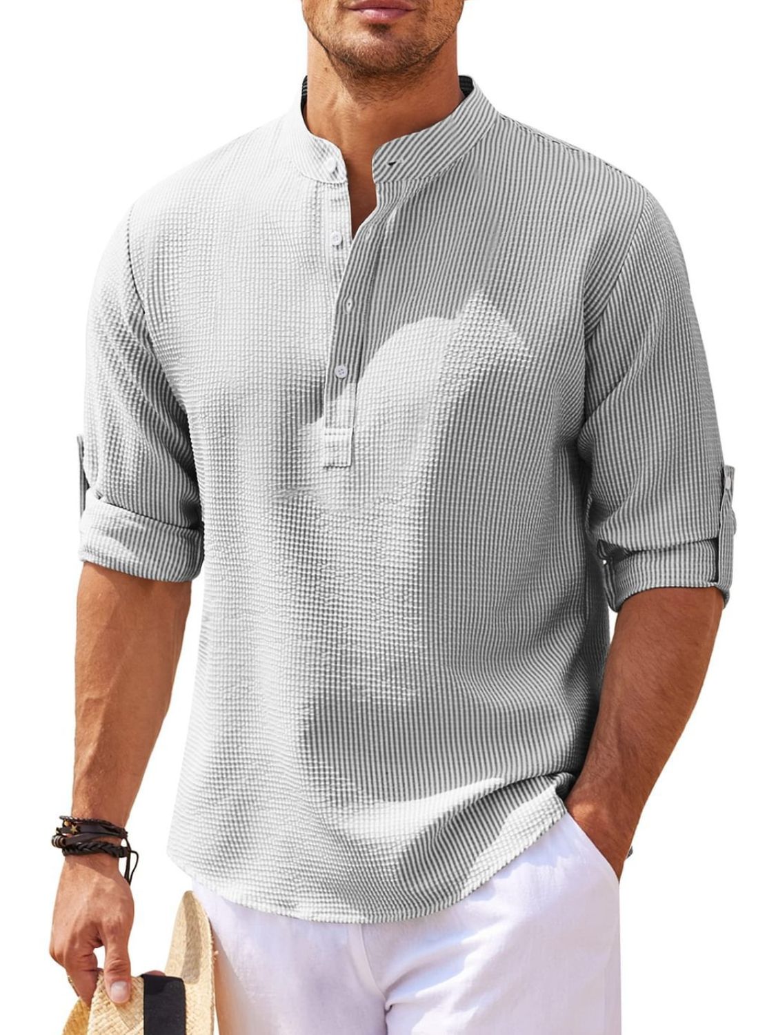 Men's Half Button Long Sleeve Shirt
