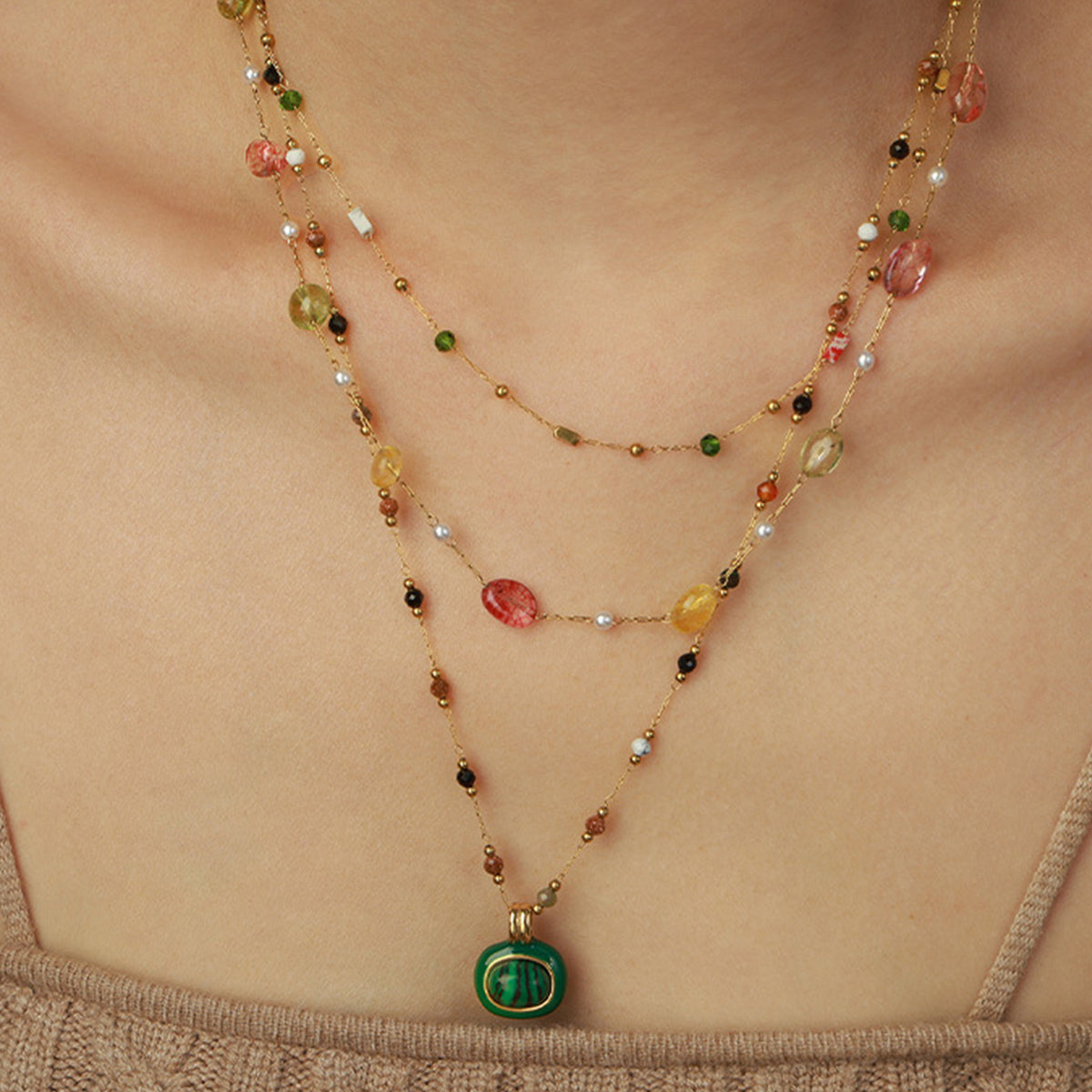 Gold-plated Bead Necklace