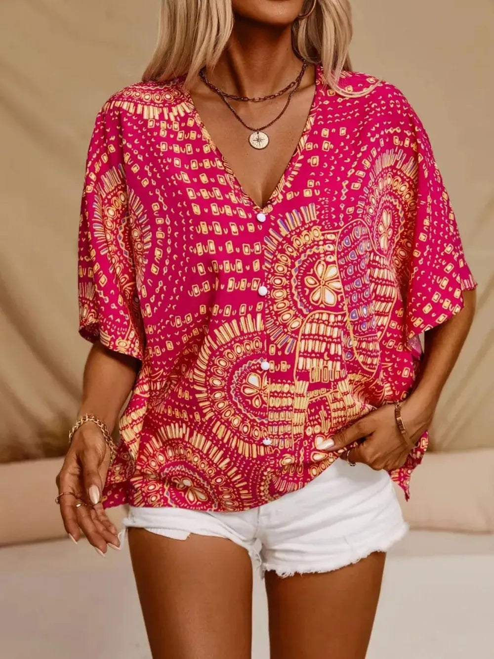 Printed Short Sleeve Top