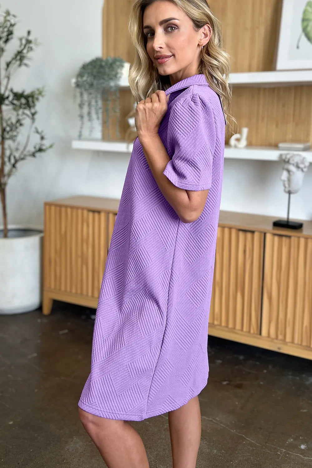 Collared Short Sleeve Dress