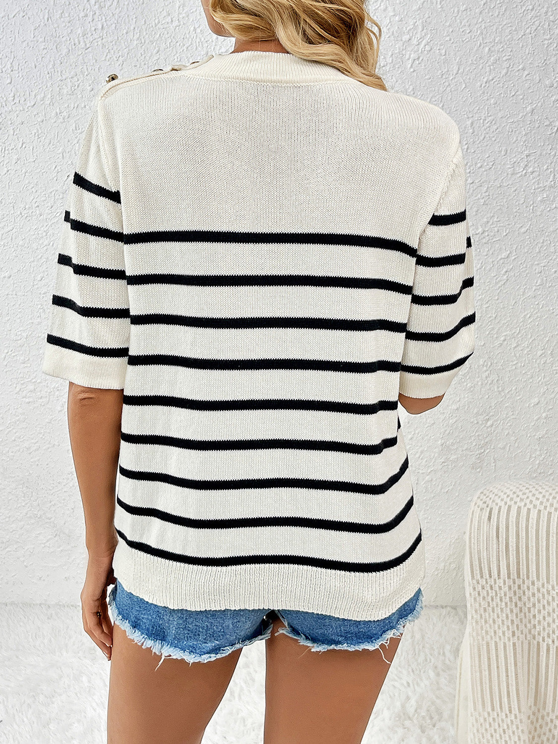 Striped Round Neck Knit Top