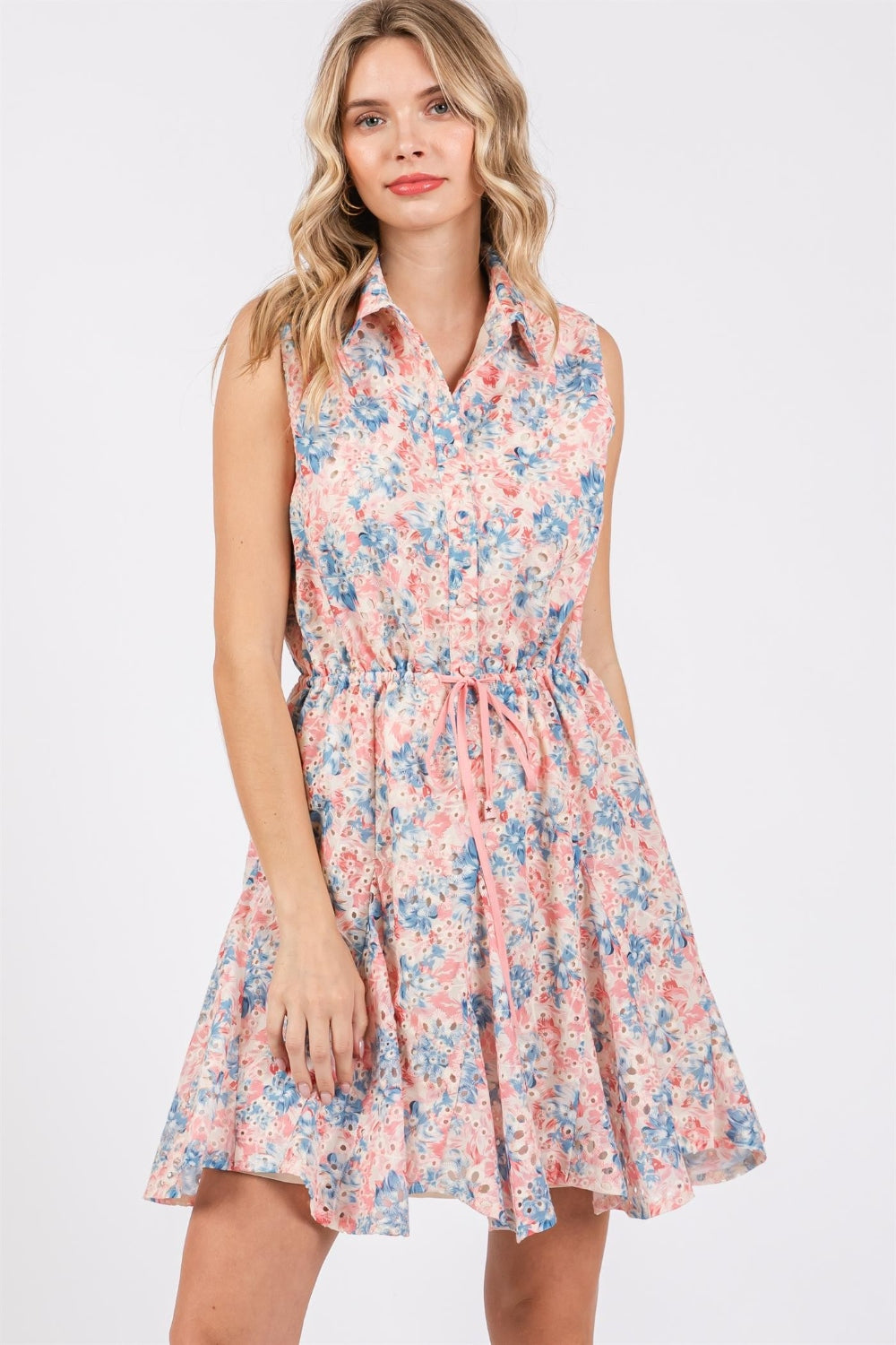 Floral Sleeveless Mini Dress For Women