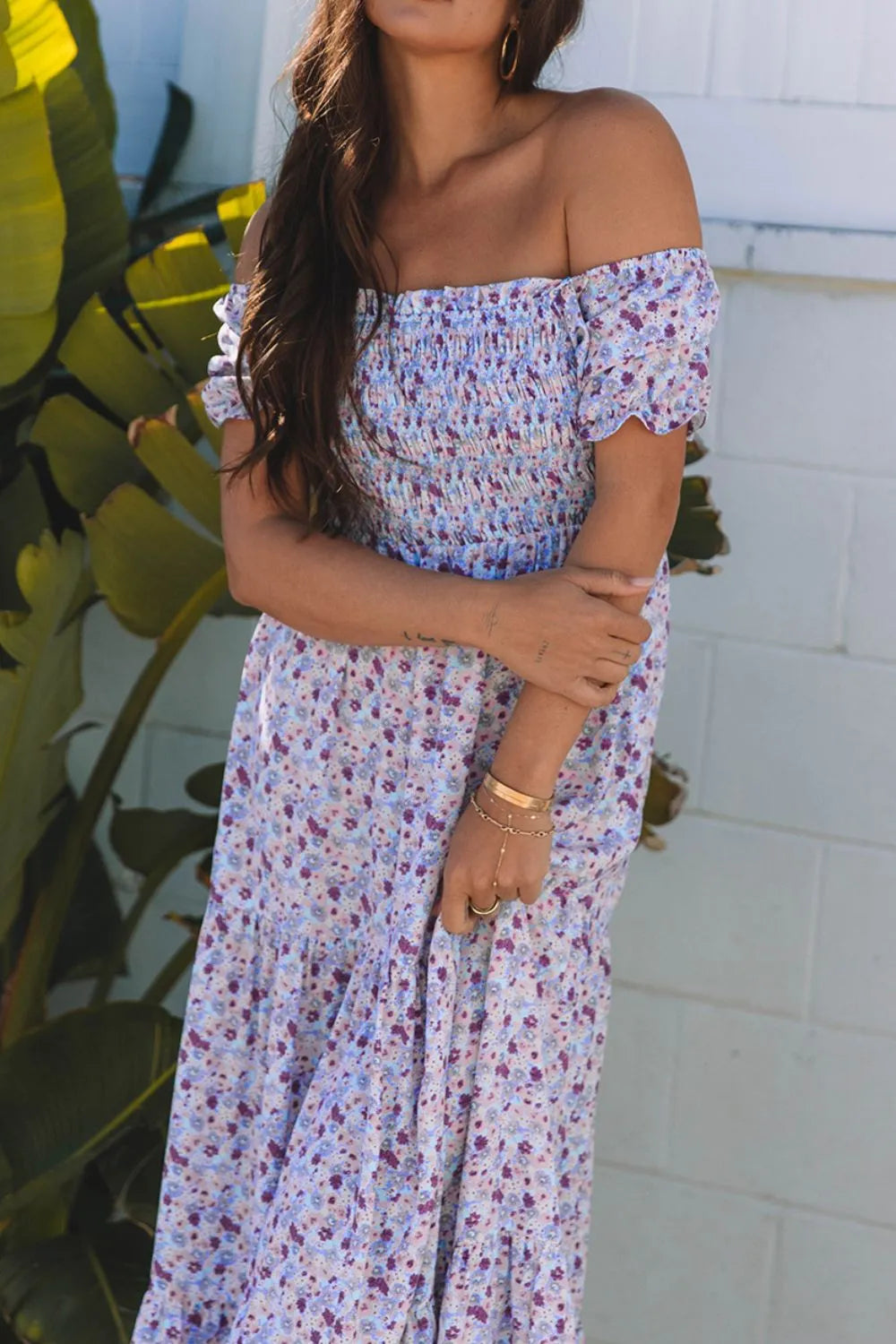 Tiered Floral Maxi Dress With Sleeves