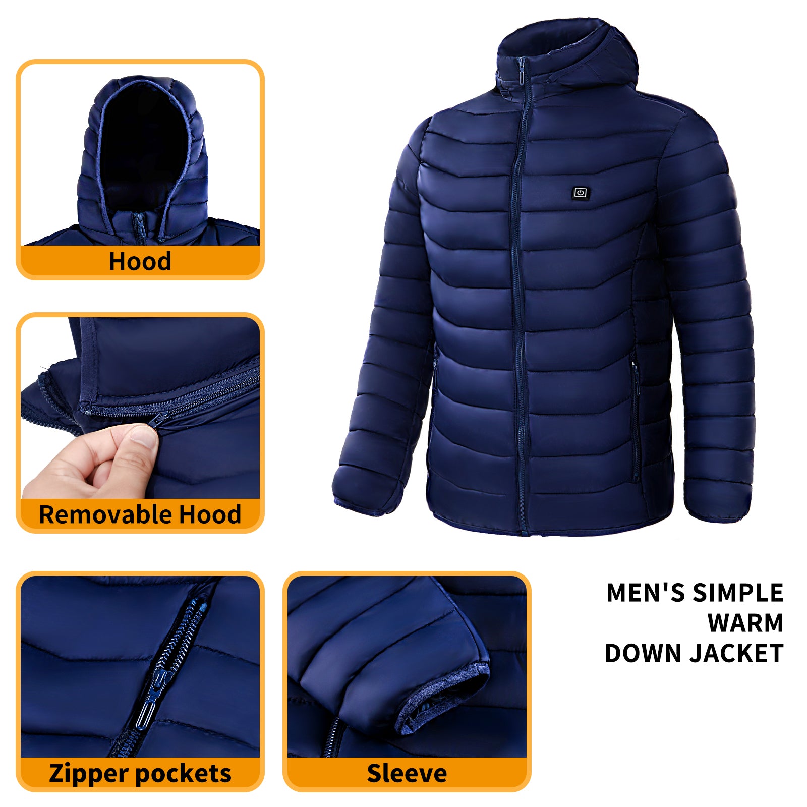 Men Warm Puffer Jacket With Hood