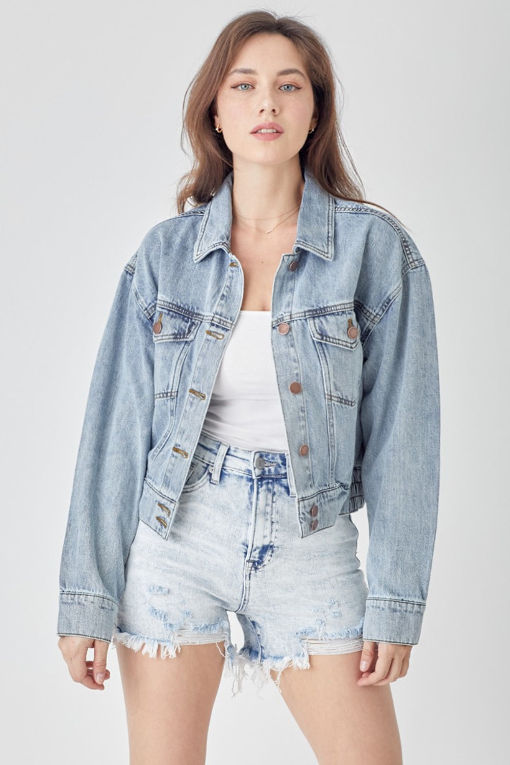 RISEN Cropped Denim Jacket