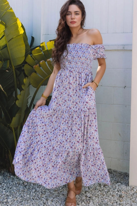 Tiered Floral Maxi Dress With Sleeves