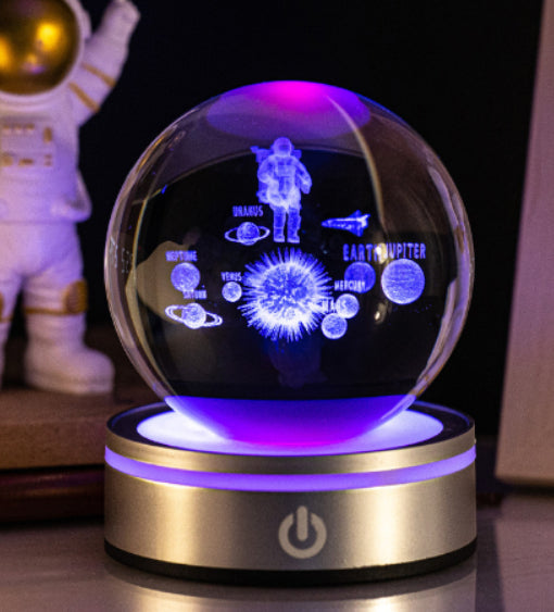 3D Luminous Crystal Ball Night Lamp Decor