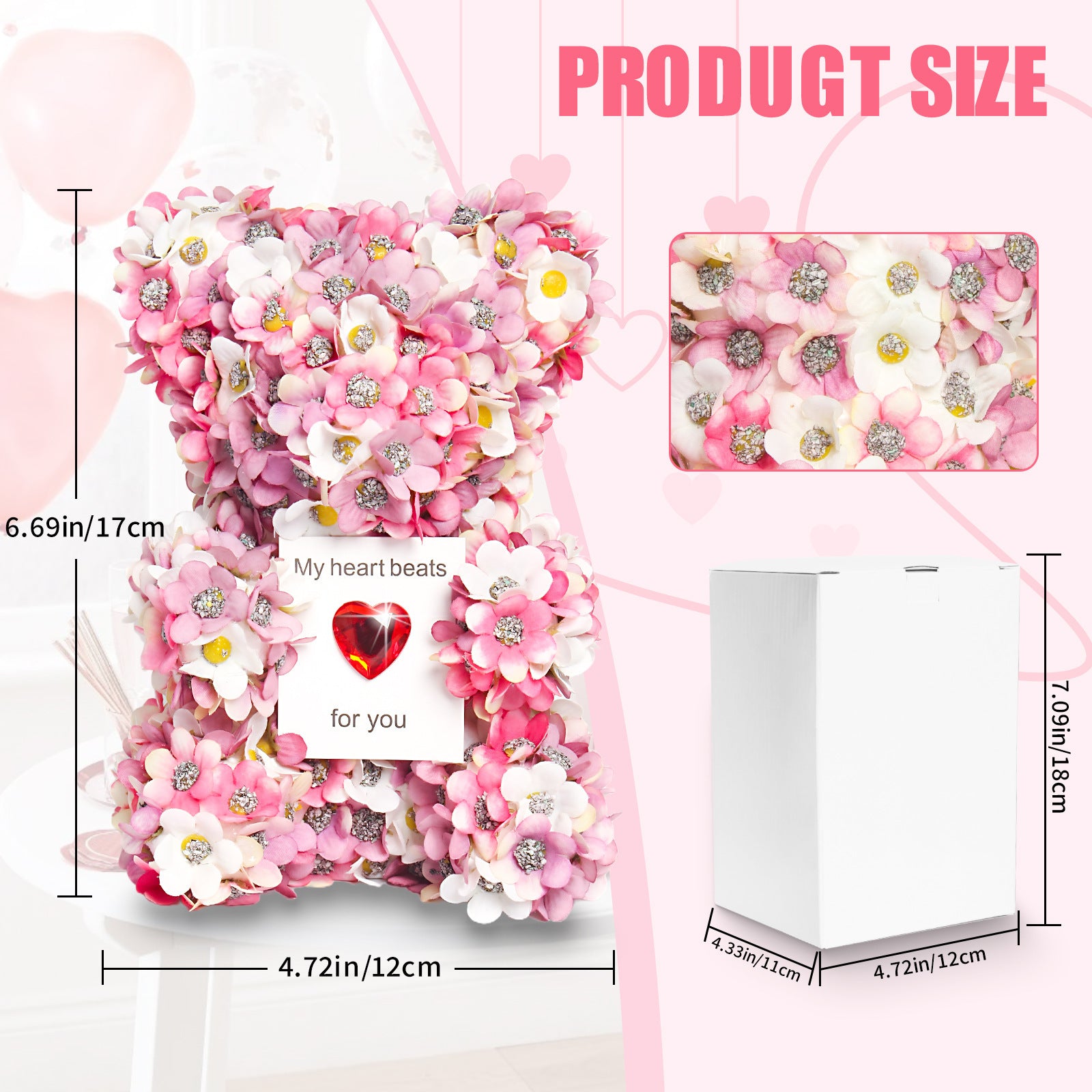 Pink Artificial Rose Bear 