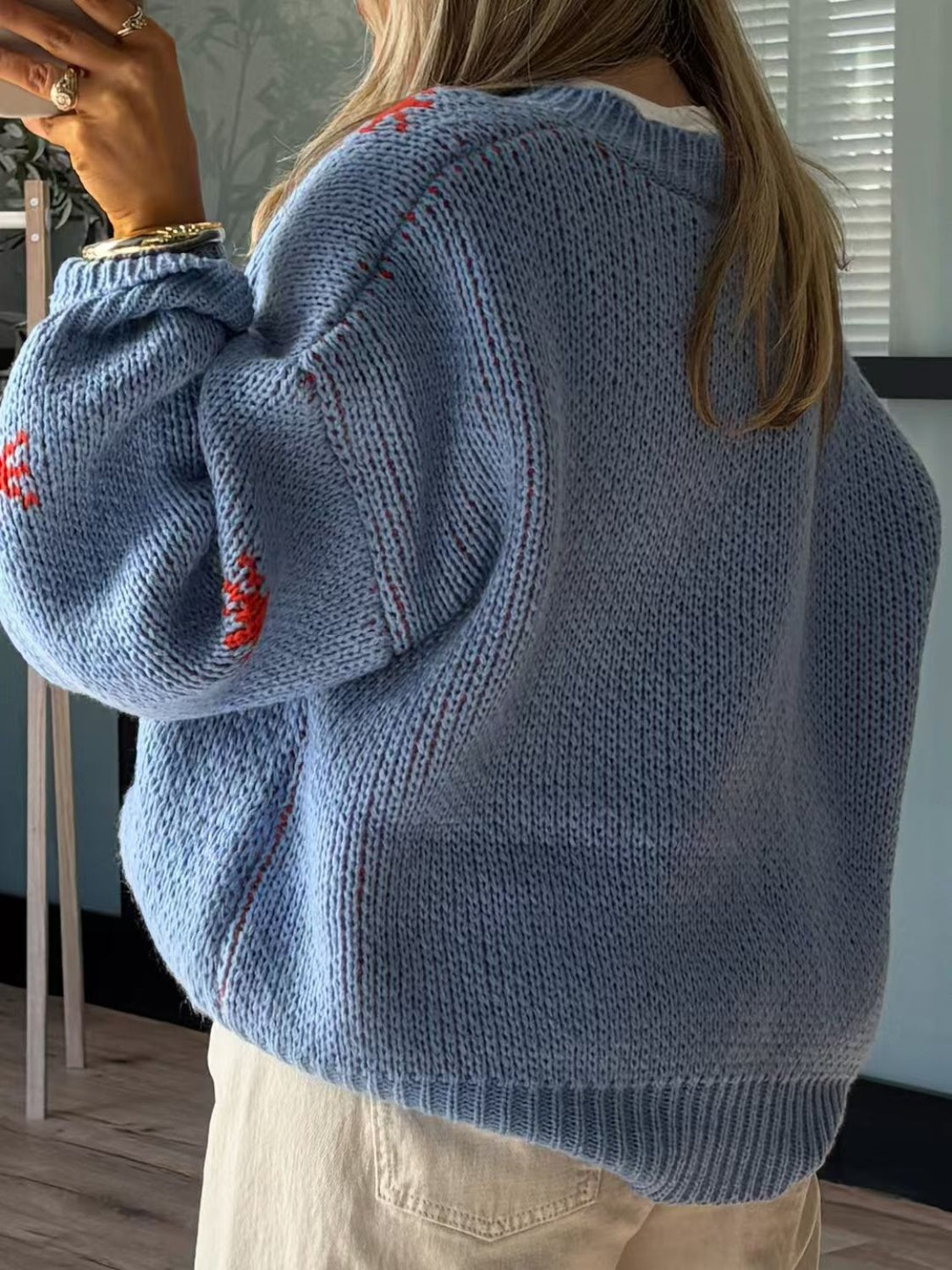 Crew Neck Dropped Shoulder Sweater