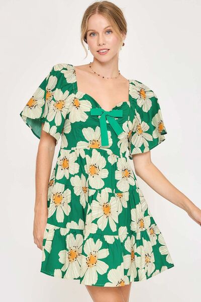 Daisy Print Mini Dress 