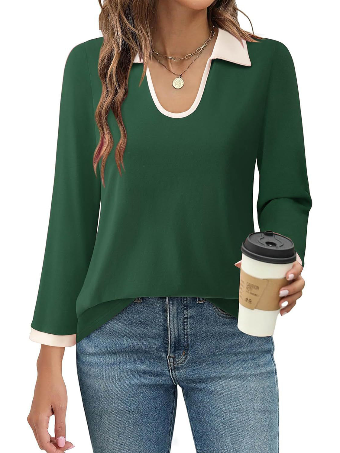 Collar Neck Long Sleeve Top