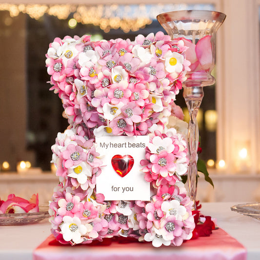 Pink Artificial Rose Bear 