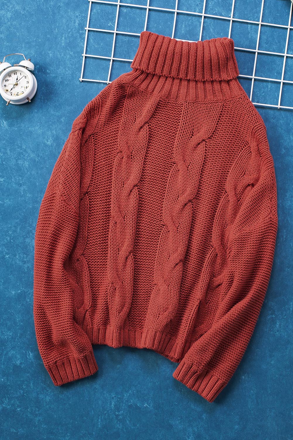 Cable-Knit Turtleneck Sweater