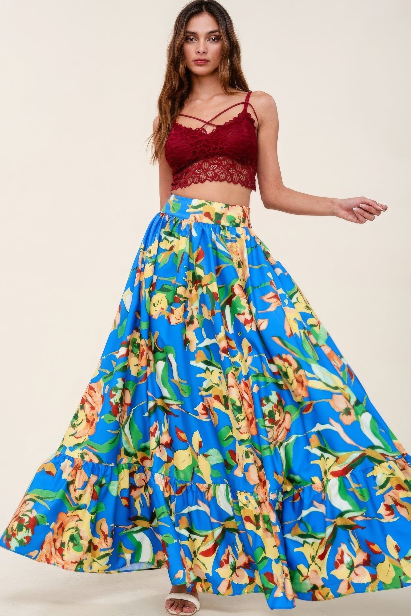 Printed Maxi Skirt With Pockets 