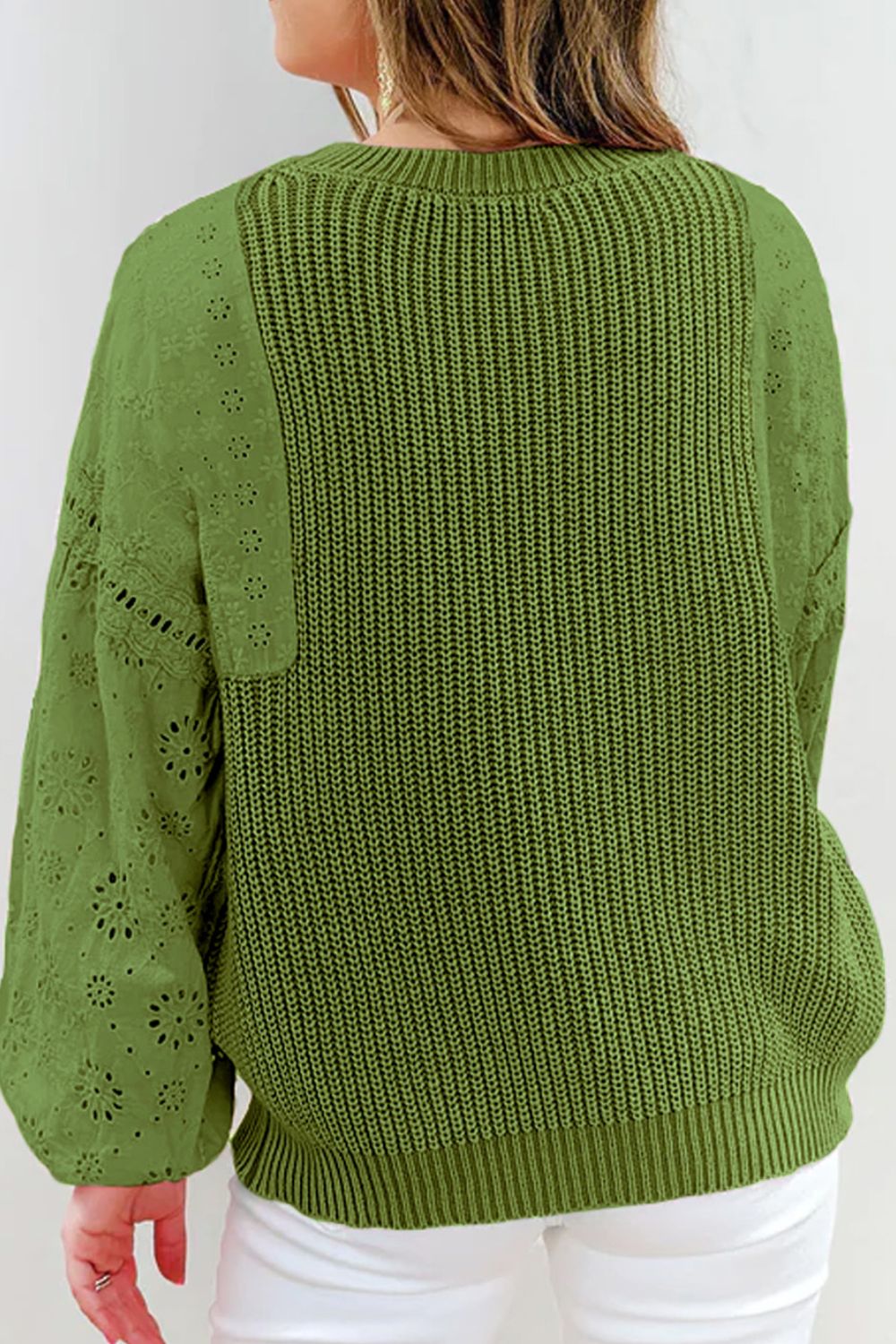 Eyelet Drop Shoulder Sweater