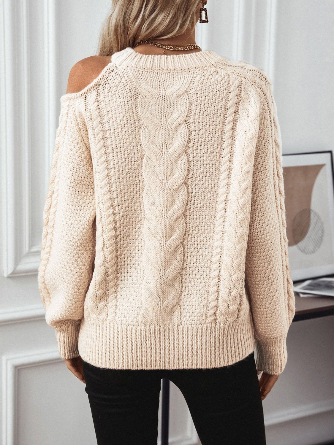 Cable Knit Shoulder Sweater