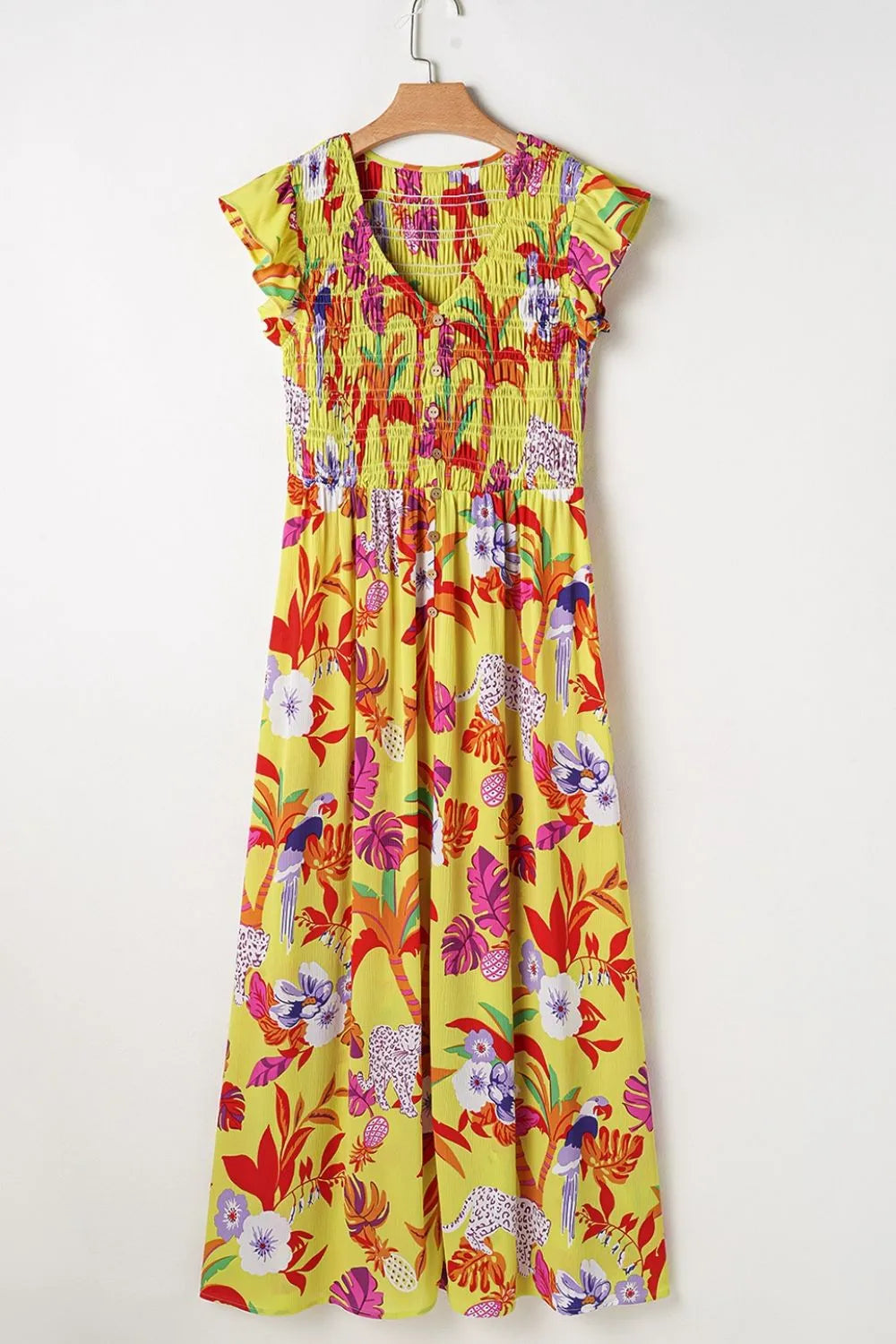 Leopard Print V Neck Maxi Dress