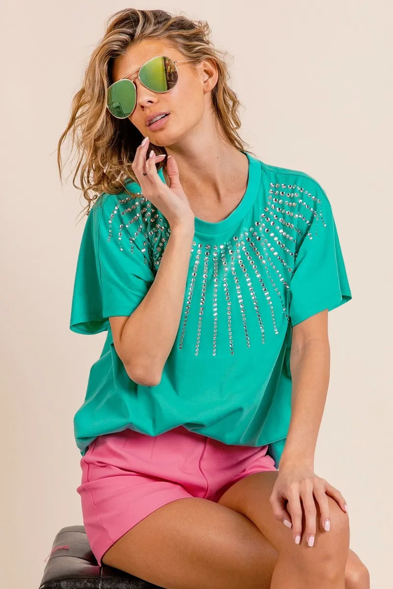 Beaded Short Sleeve Top