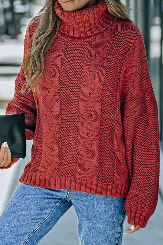 Cable-Knit Turtleneck Sweater