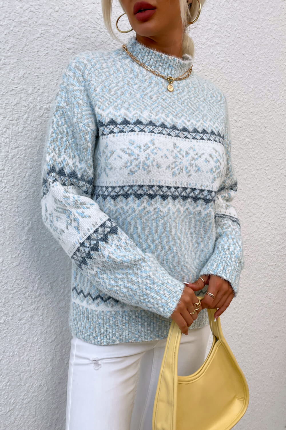 Snowflake Mock Neck Sweater